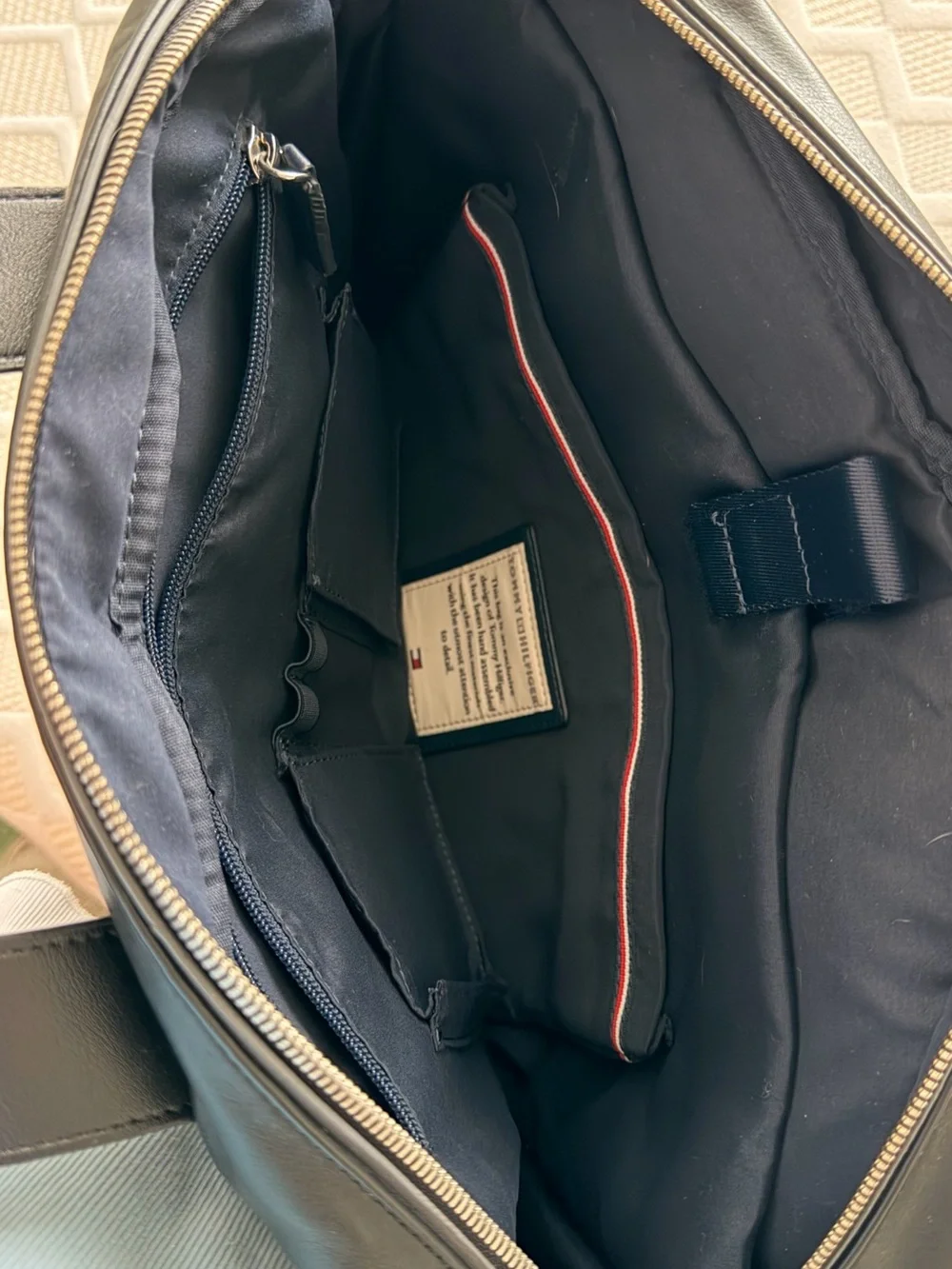 Tommy Hilfiger Black Men’s Laptop Bag with Front Zip Pocket